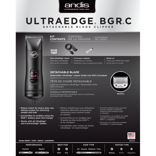 BGRC Detachable Blade Clipper Andis CosmoProf